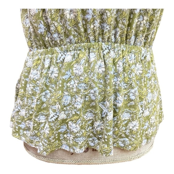Lucky brand peplum Green Blue floral blouse/ Top size S/P - Picture 5 of 13